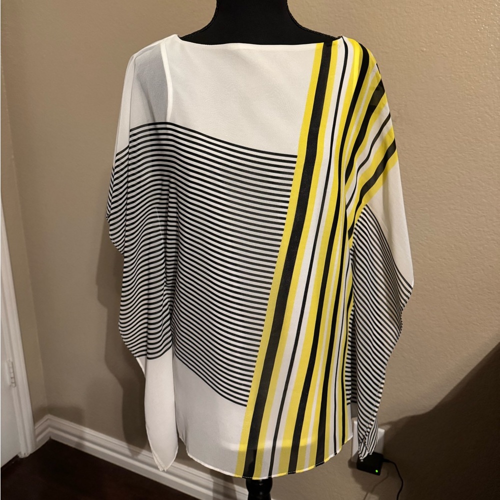 Calvin Klein Yellow and Black Striped Blouse